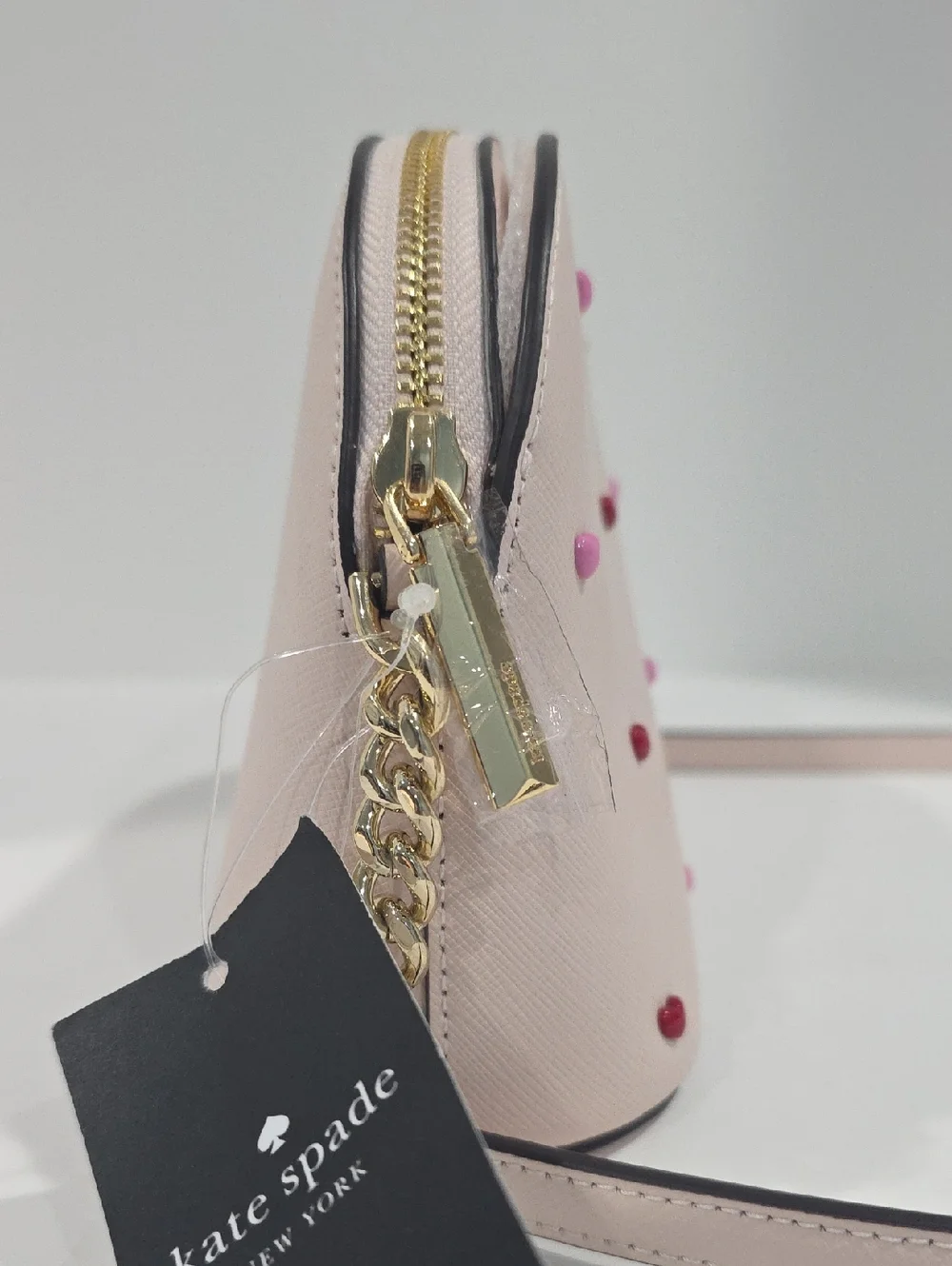 NWT ✅  Kate Spade SPENCER Heart Studs XLC Small Dome Crossbody POWDERED SUGAR
